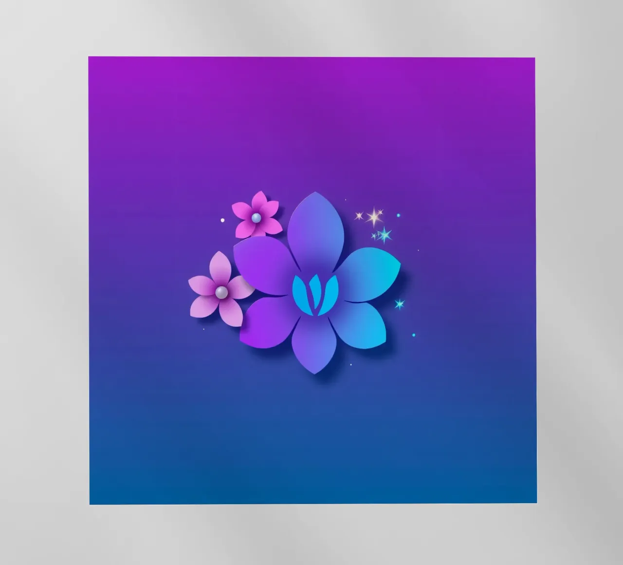 design floreale digitale con sfumature di blu e viola pellicola backlit da DesignDoodle