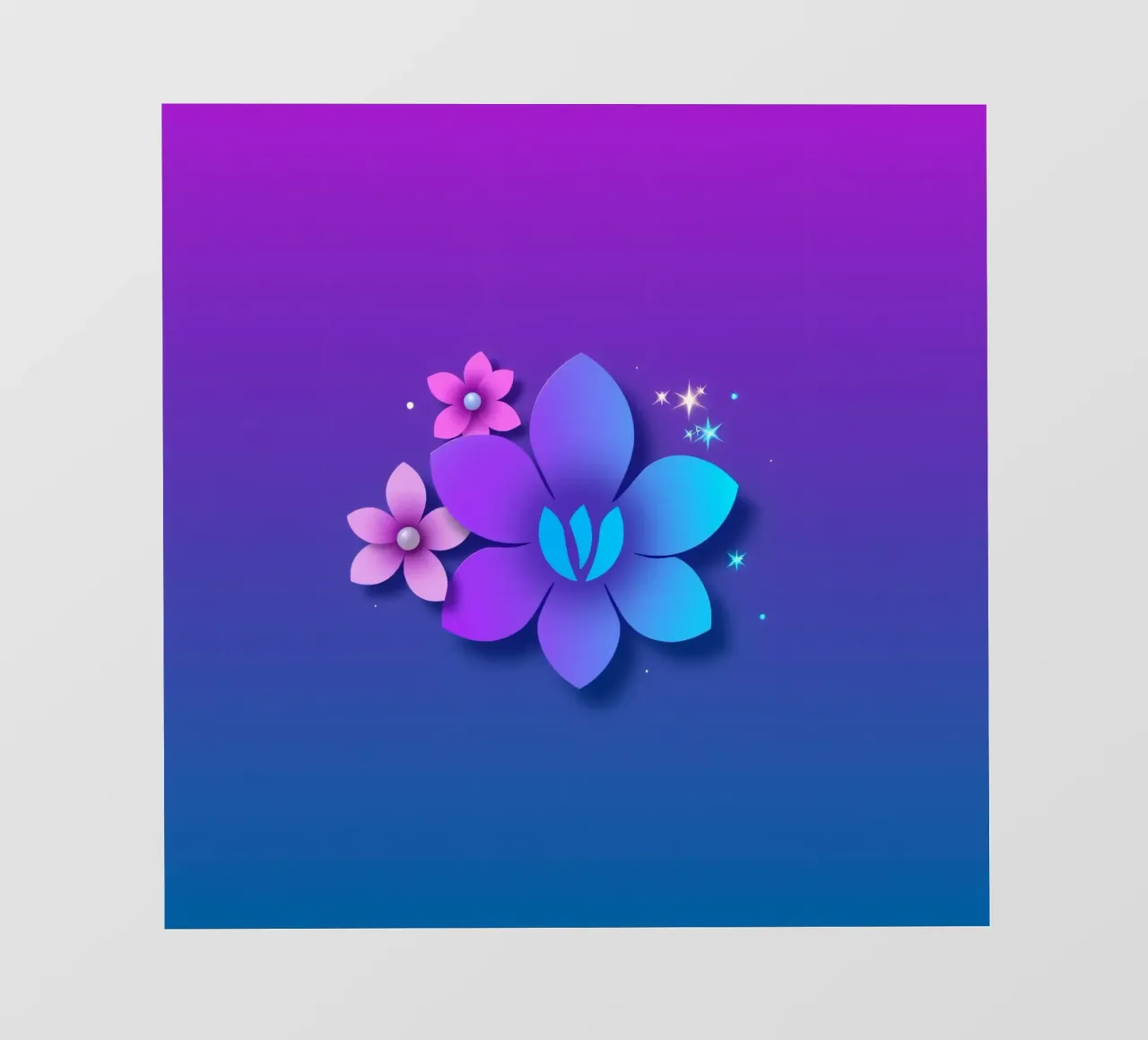 design floreale digitale con sfumature di blu e viola pellicola backlit da DesignDoodle
