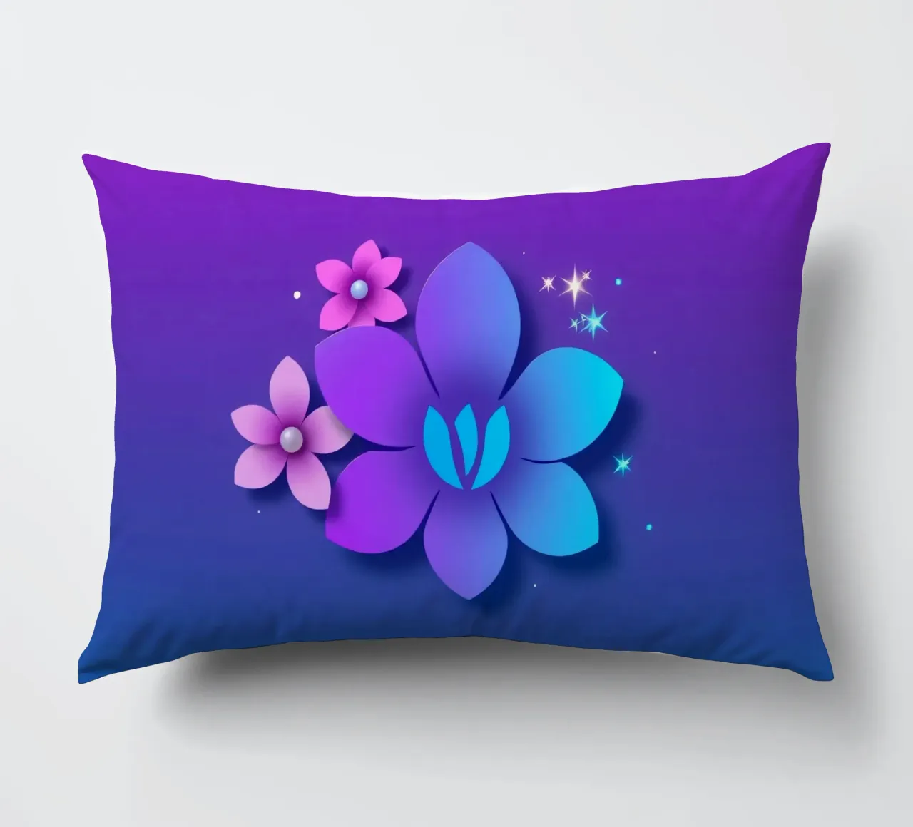design floreale digitale con sfumature di blu e viola cuscino da DesignDoodle