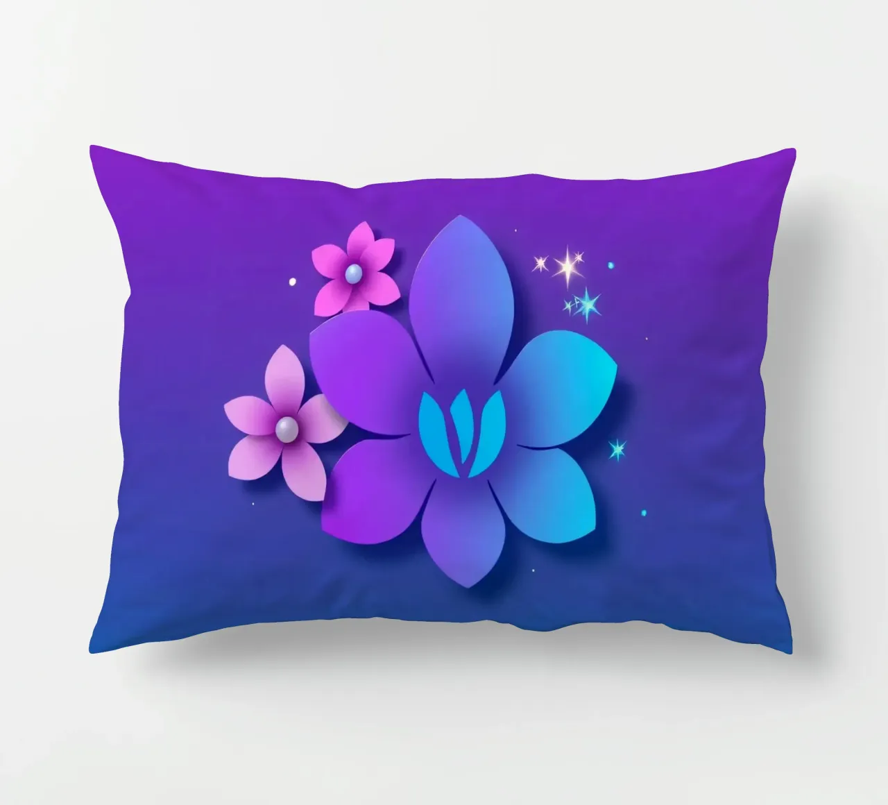 design floreale digitale con sfumature di blu e viola cuscino da DesignDoodle