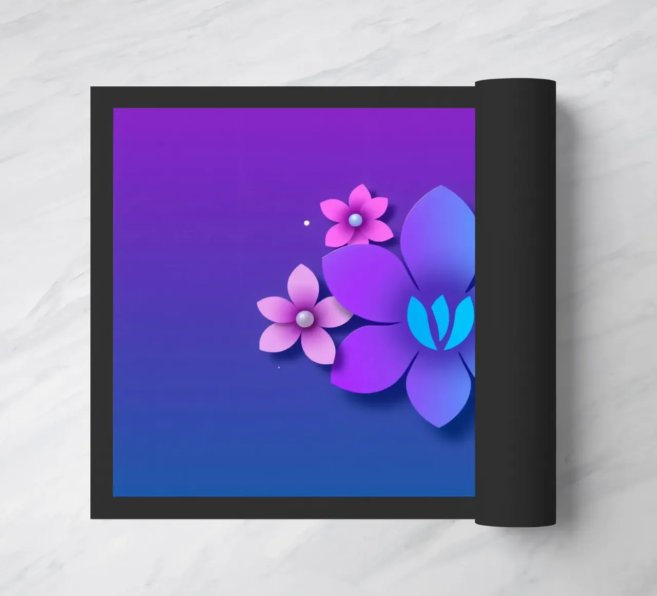 design floreale digitale con sfumature di blu e viola zerbino da DesignDoodle