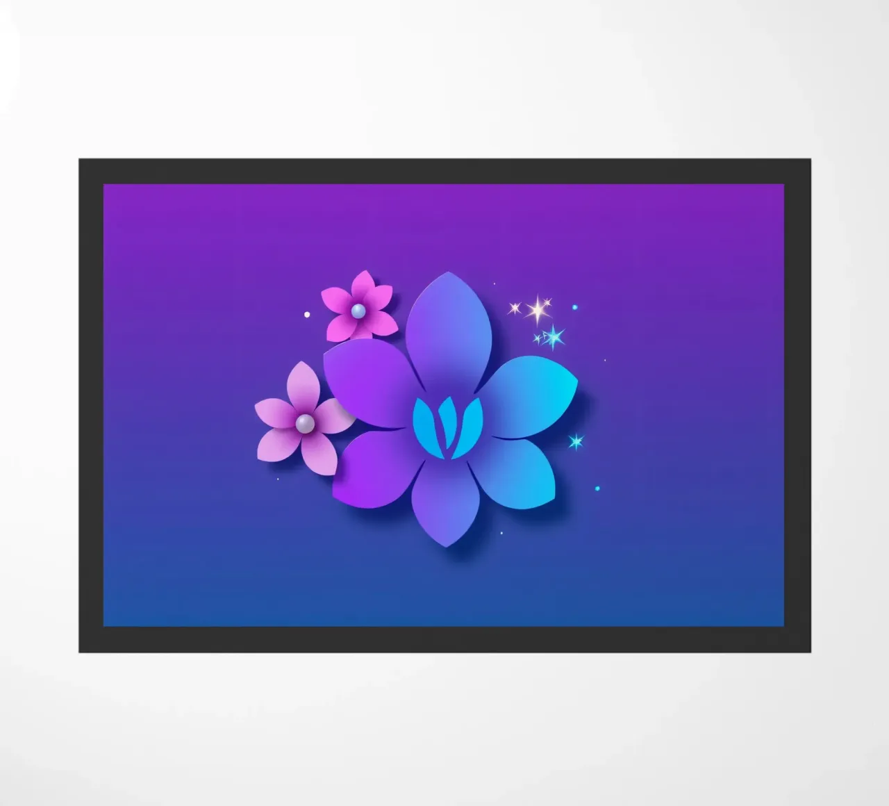 design floreale digitale con sfumature di blu e viola zerbino da DesignDoodle