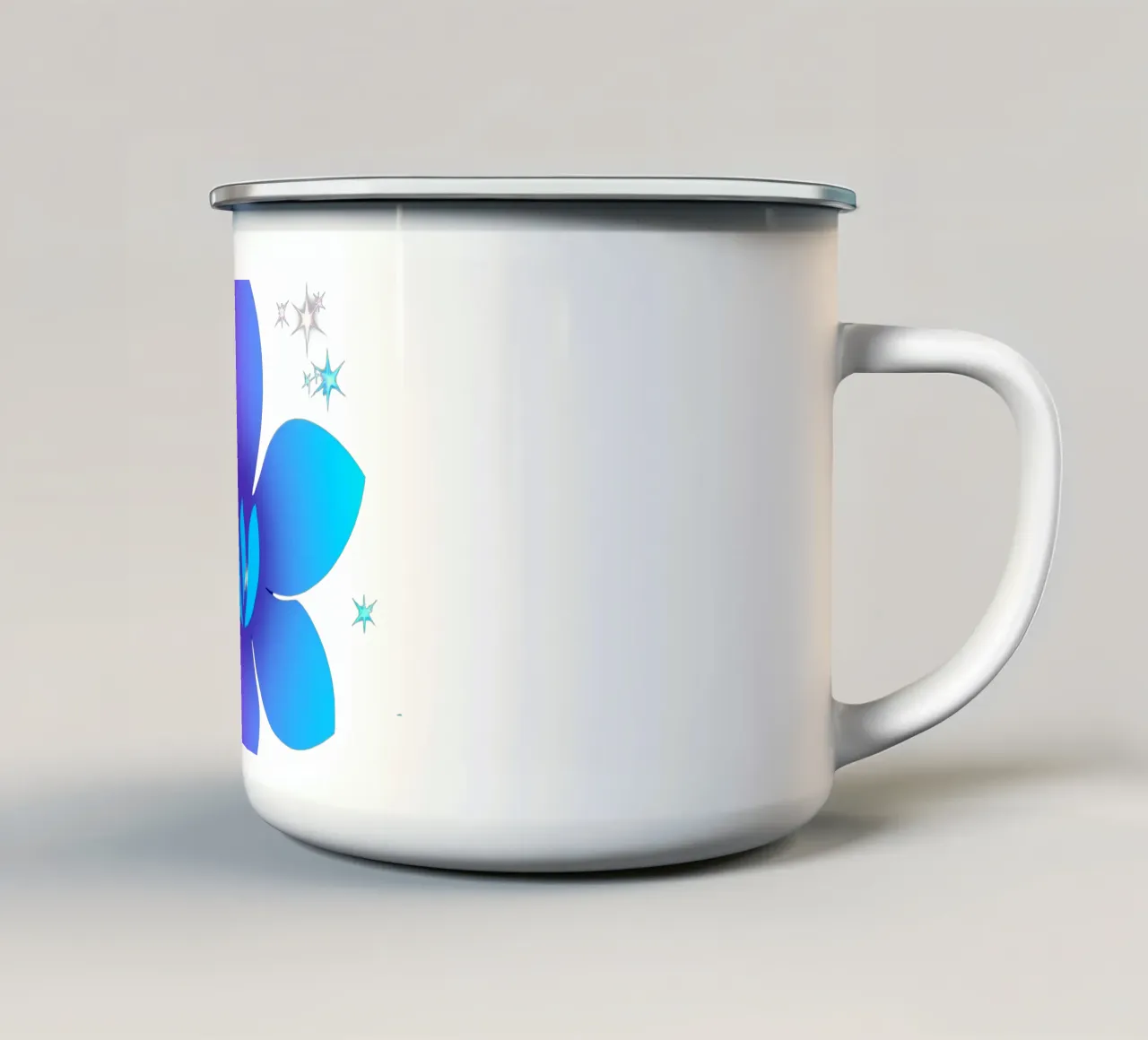 design floreale digitale con sfumature di blu e viola tazza in smalto da DesignDoodle