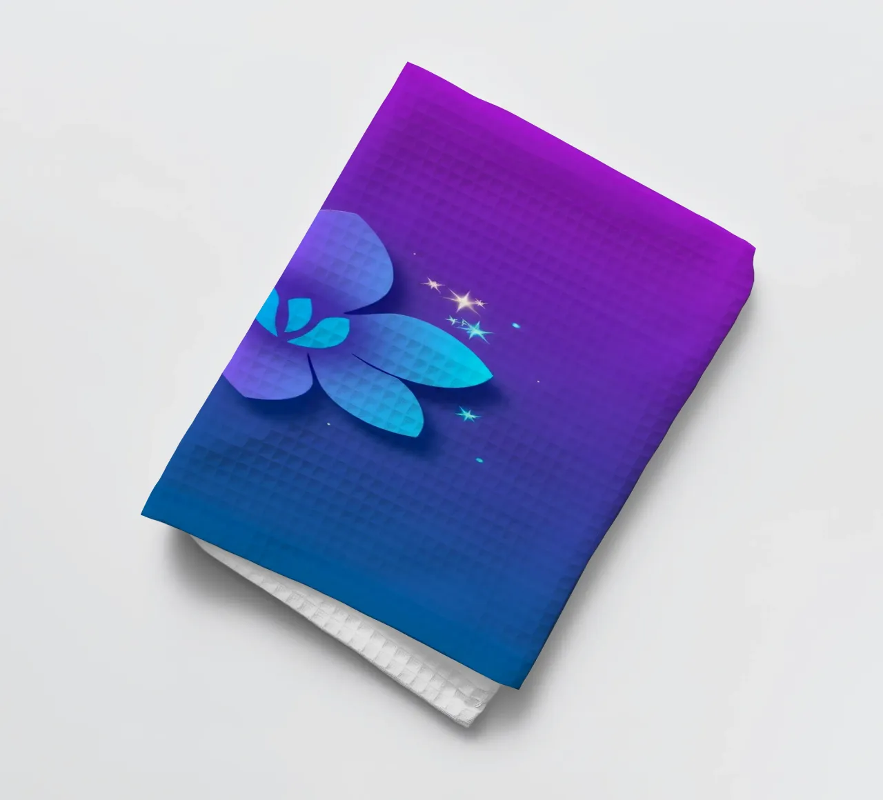 design floreale digitale con sfumature di blu e viola canovaccio da cucina da DesignDoodle