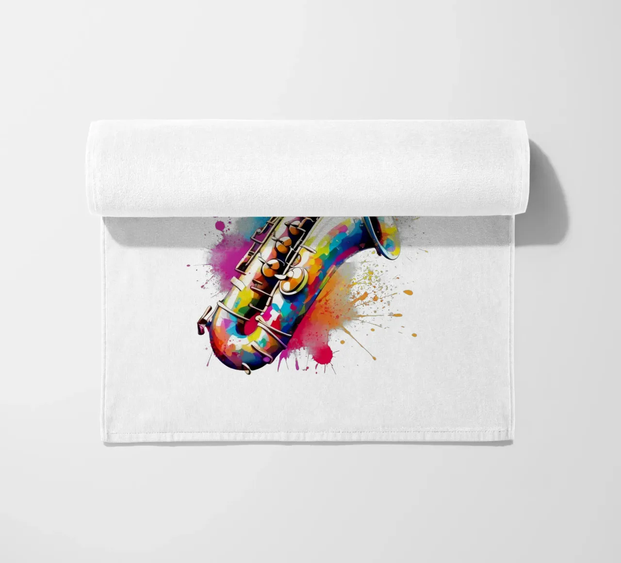 sassofono in acquerello telo mare da ARTVI-SHOP