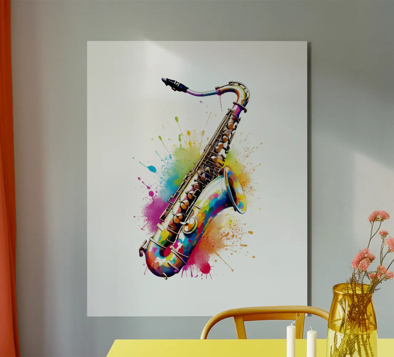 sassofono in acquerello alluminio dibond da ARTVI-SHOP