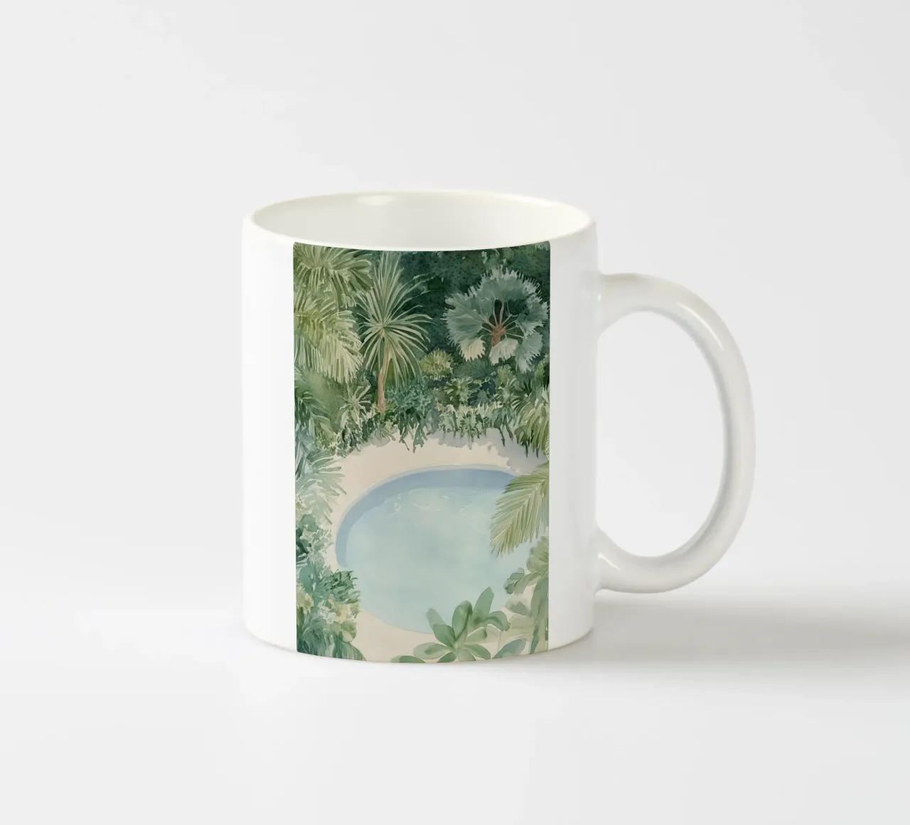 Oasi tropicale ad acquerello tazza in ceramica da Melloi Art Print