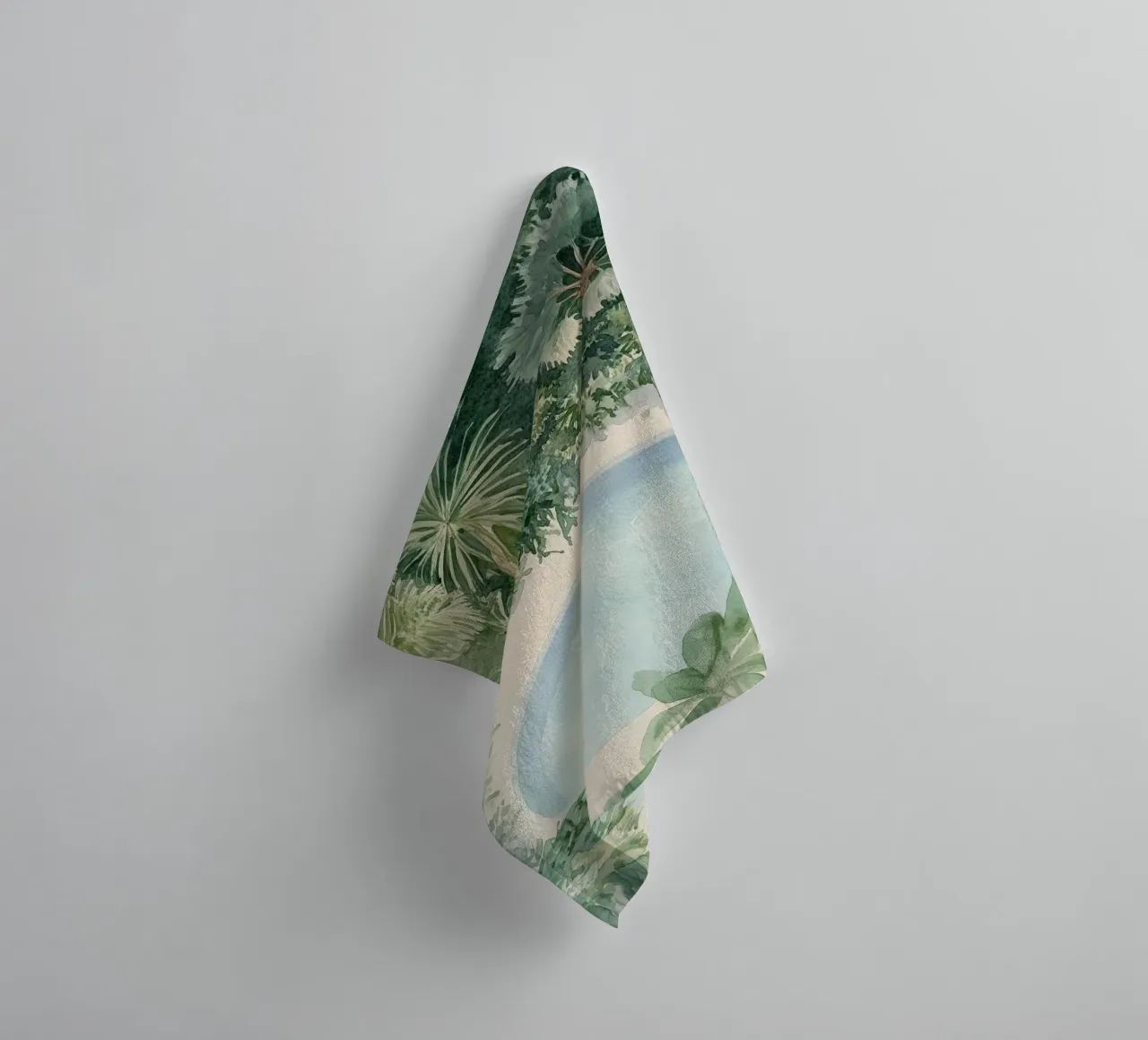 Oasi tropicale ad acquerello asciugamano da bagno da Melloi Art Print
