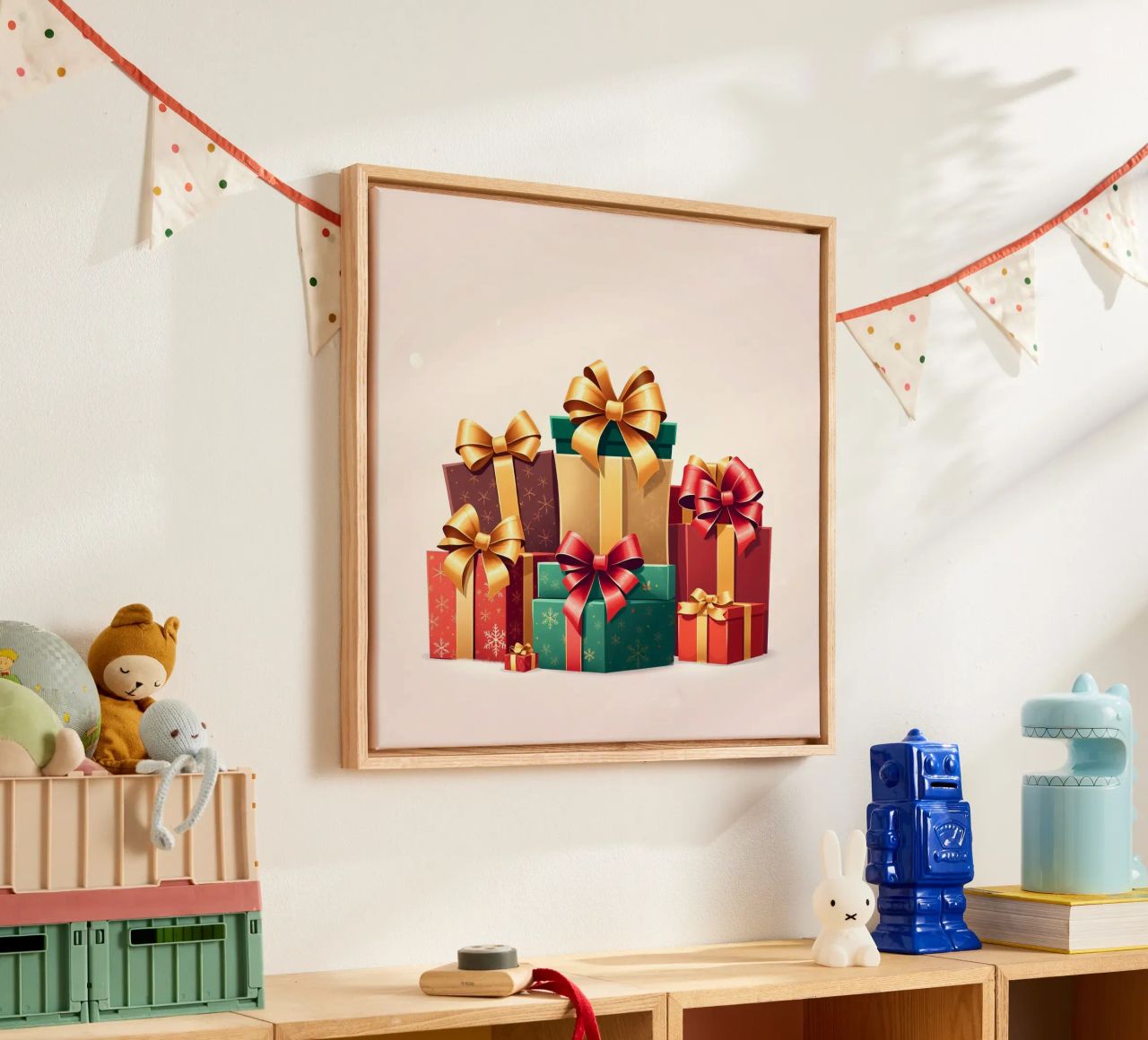 Una vivace collezione di scatole regalo splendidamente confezionate tela da DesignDoodle