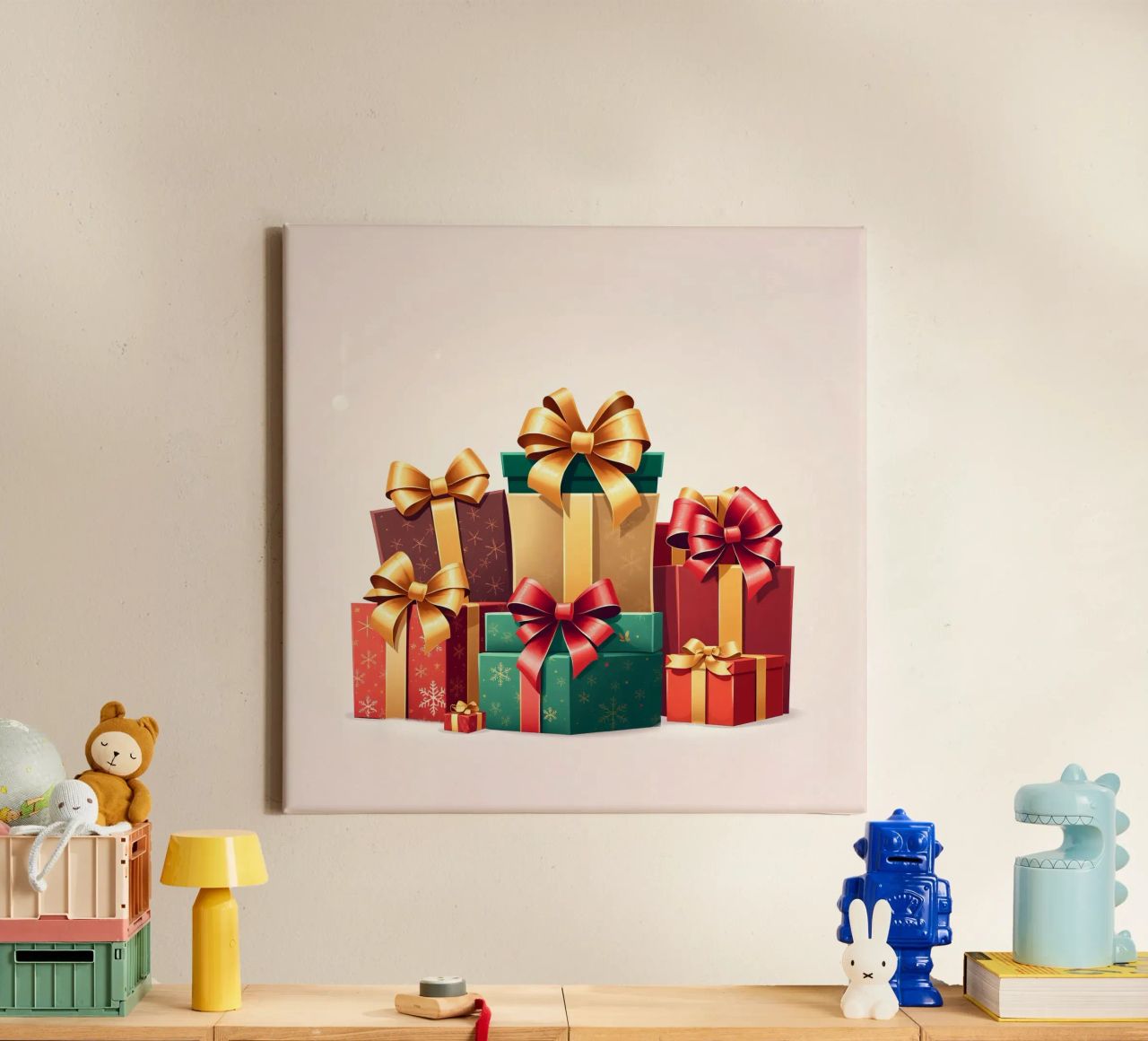 Una vivace collezione di scatole regalo splendidamente confezionate tela da DesignDoodle