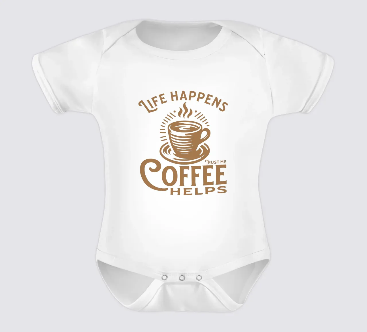 Het leven gebeurt - Koffie helpt babyrompertje korte mouwen van Gunawan Rb