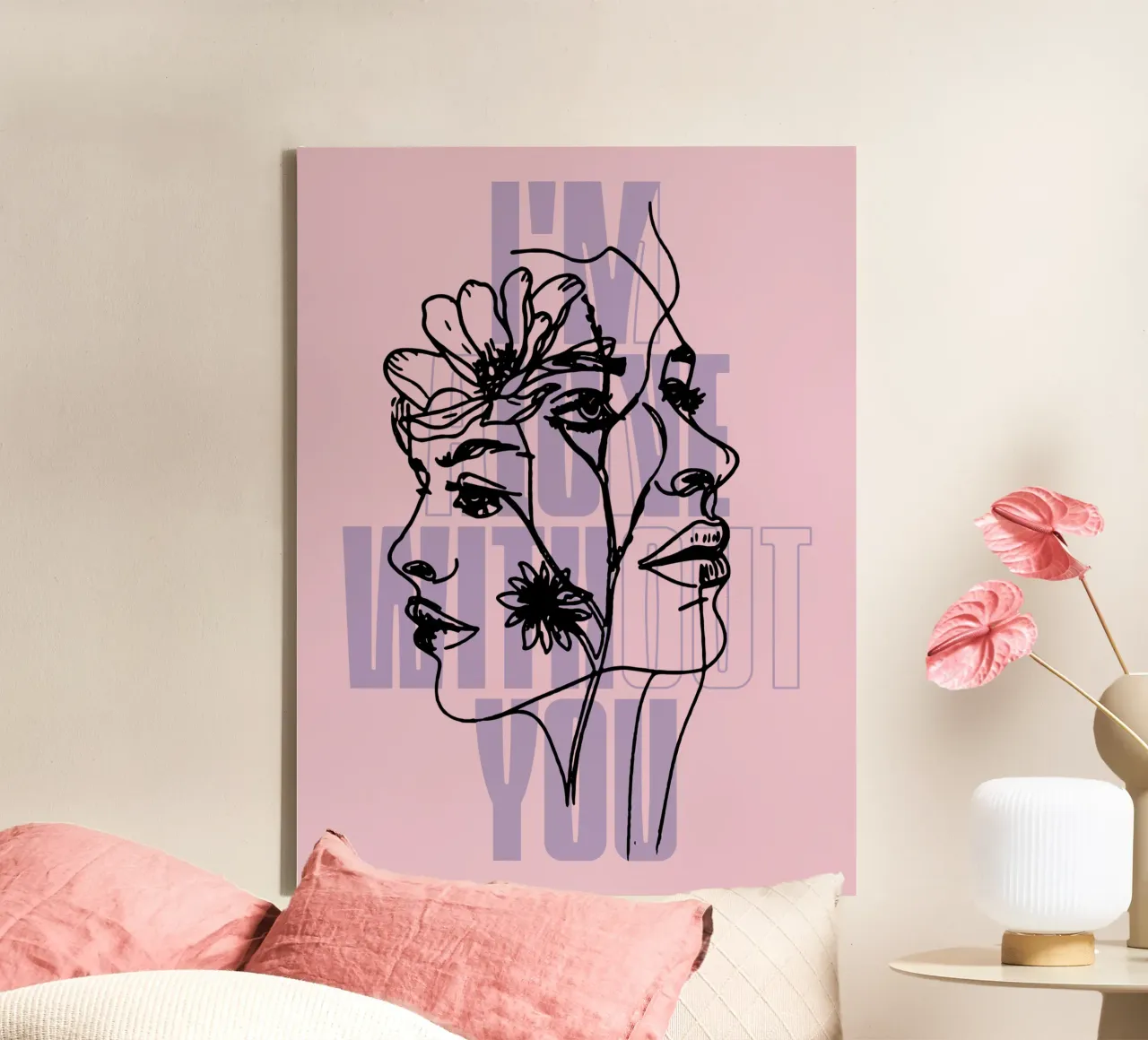 Enamorado de ti sketch lienzo con Marco flotante de Gunawan Rb