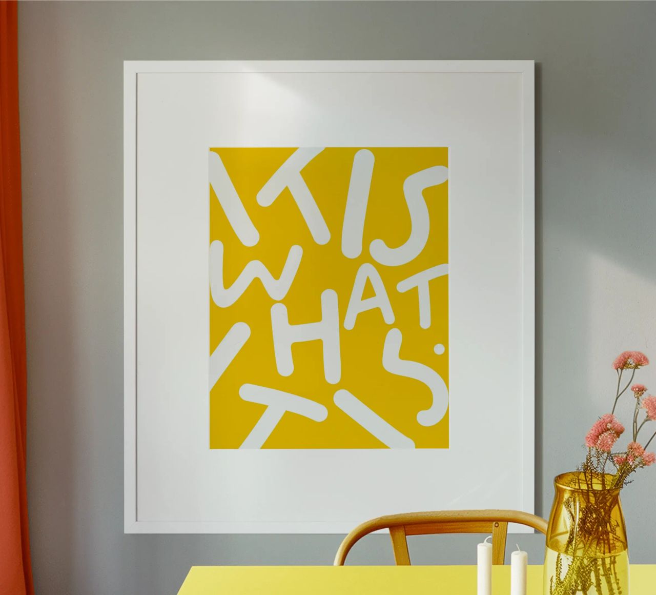 C'est ce que c'est | Typographie Lettres excentriques Jaune Citation poster de 83oranges