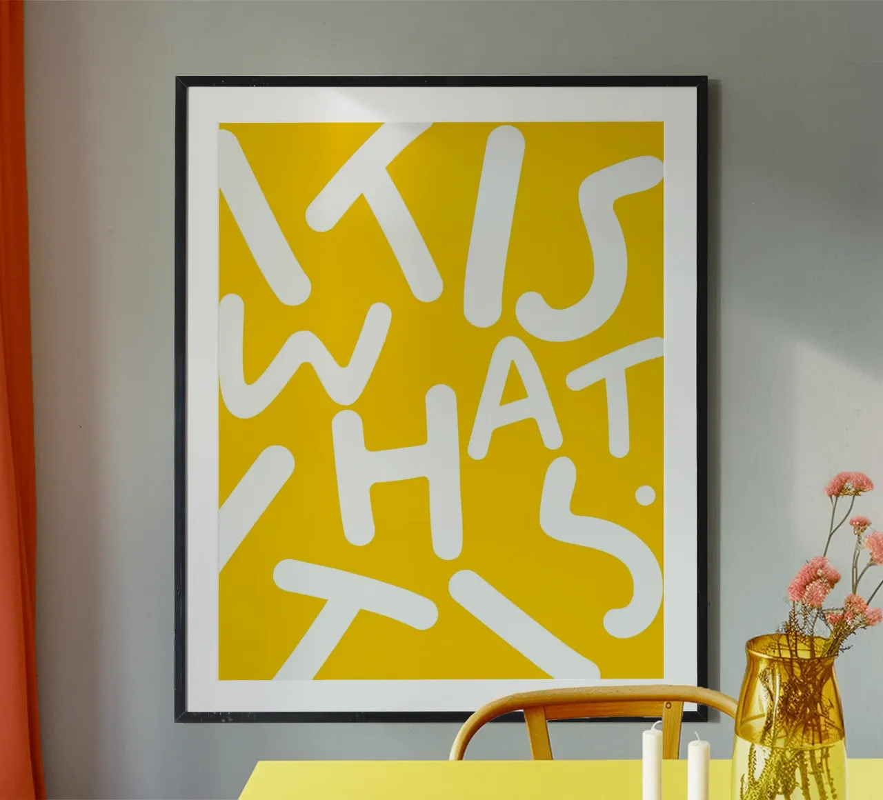 It is What It Is | Tipografia Lettere eccentriche Giallo Citazione poster da 83oranges