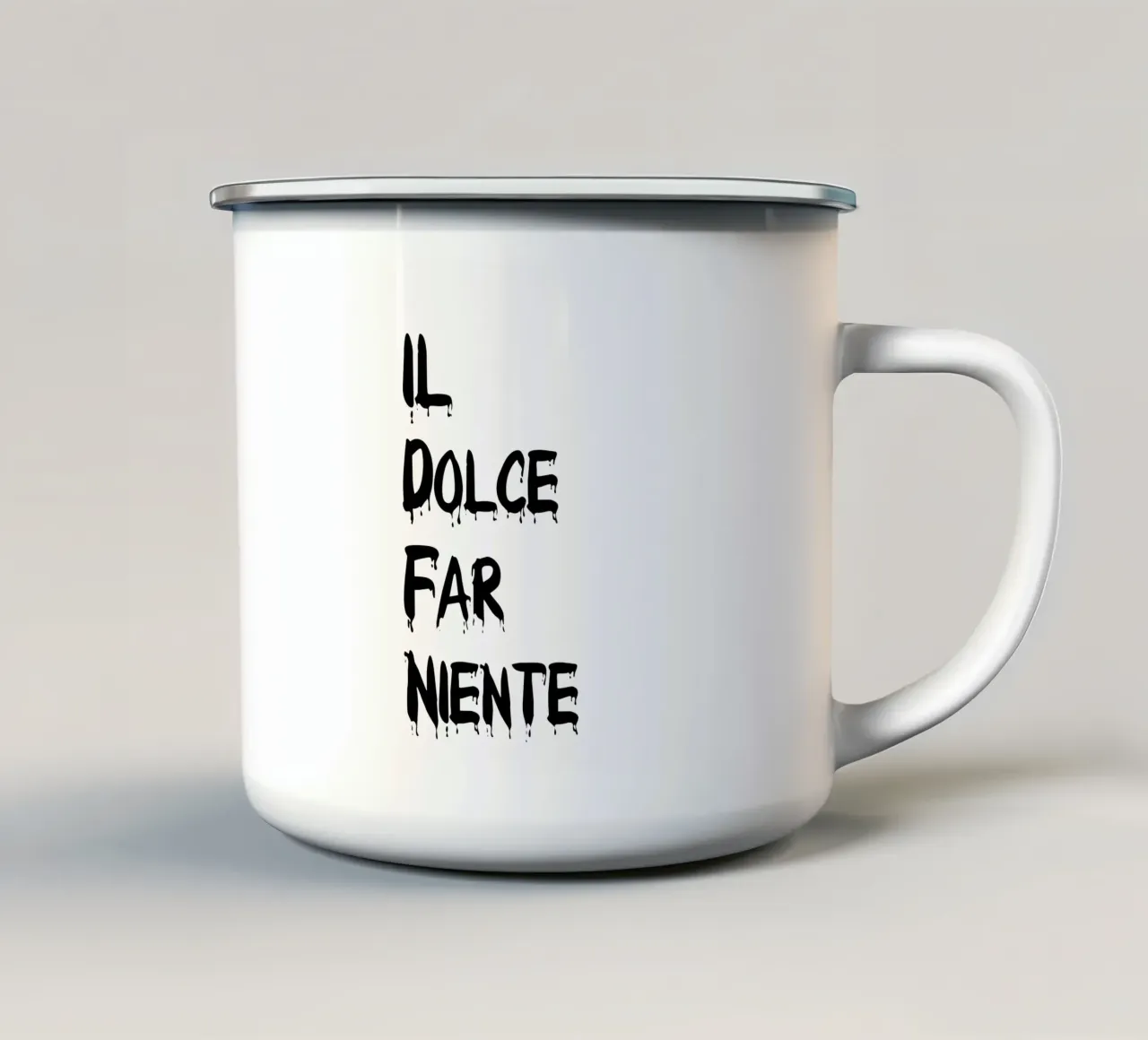 Il Dolce Far Niente tazza in smalto da YV TYPOGRAPHY