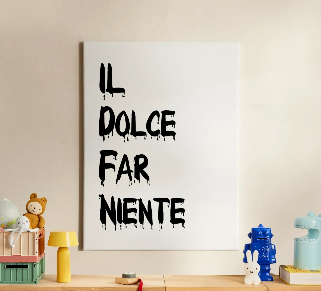 De Dolce Far Niente canvas met Baklijst van YV TYPOGRAPHY