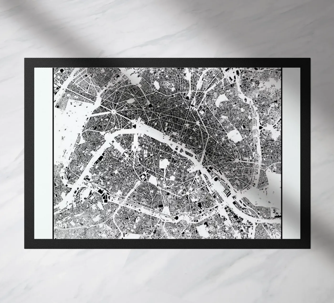 Paris Map Schwarzplan deurmat van Hubert Roguski