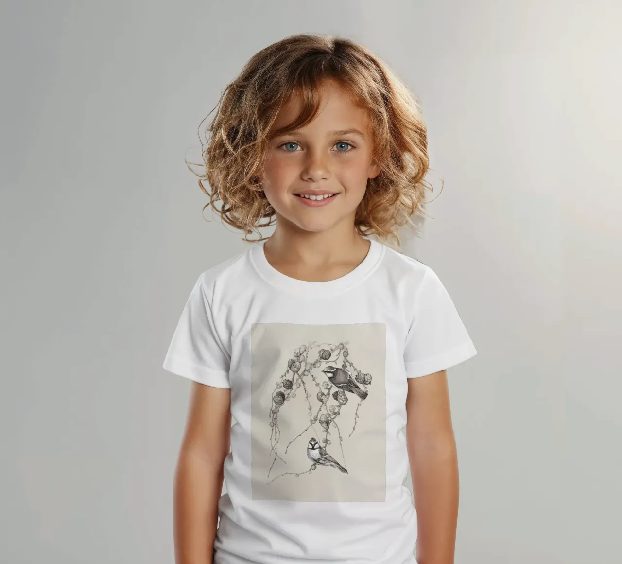 Blue Tit Bird Sketch Kinder T-Shirt von apoloprints
