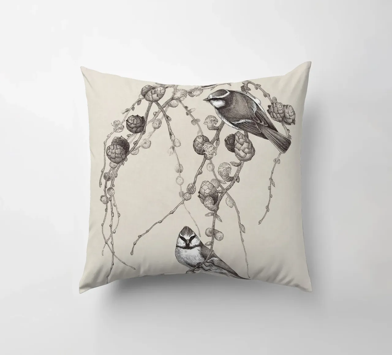 Blue Tit Bird Sketch cuscino da apoloprints
