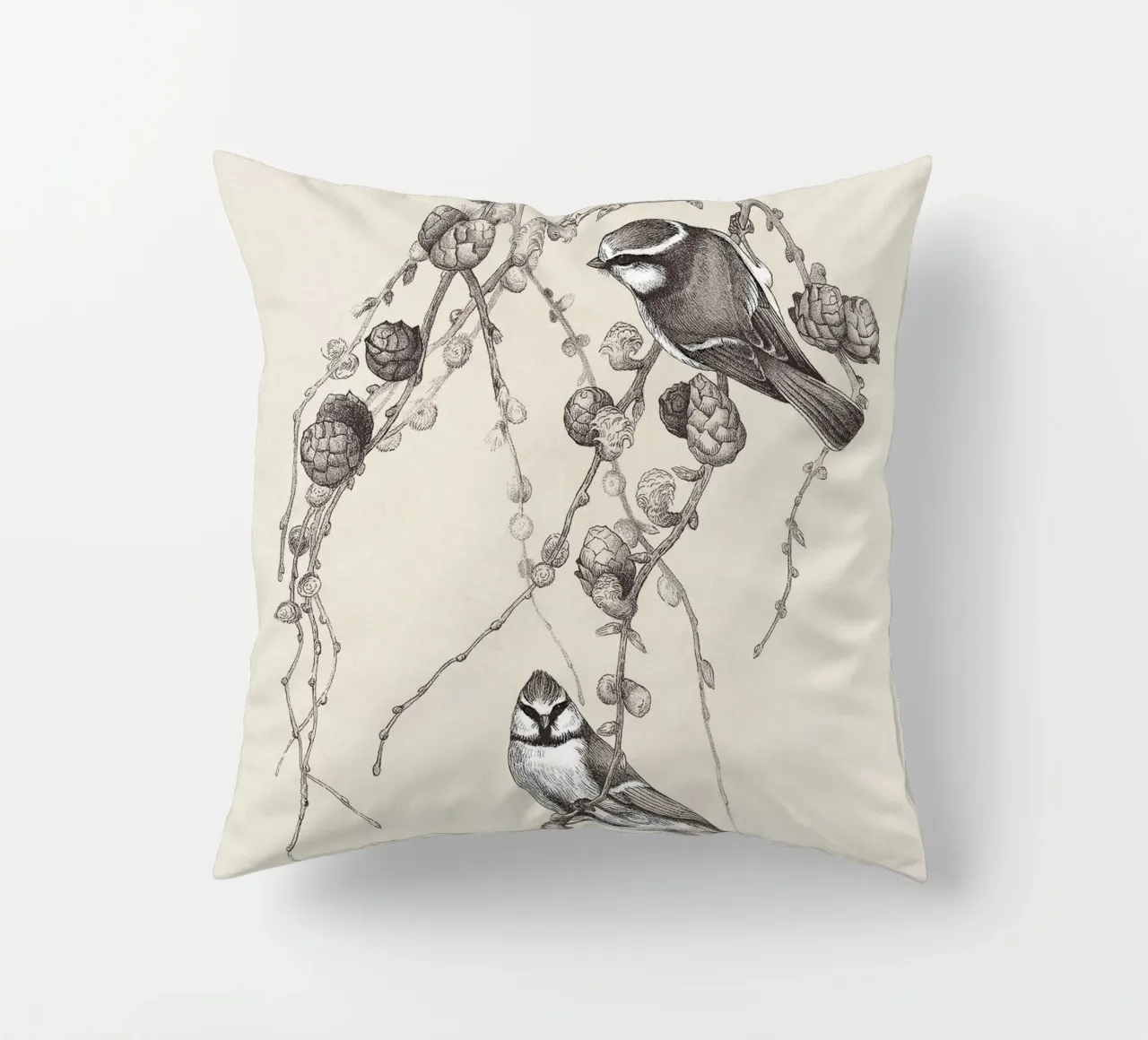 Blue Tit Bird Sketch cuscino da apoloprints