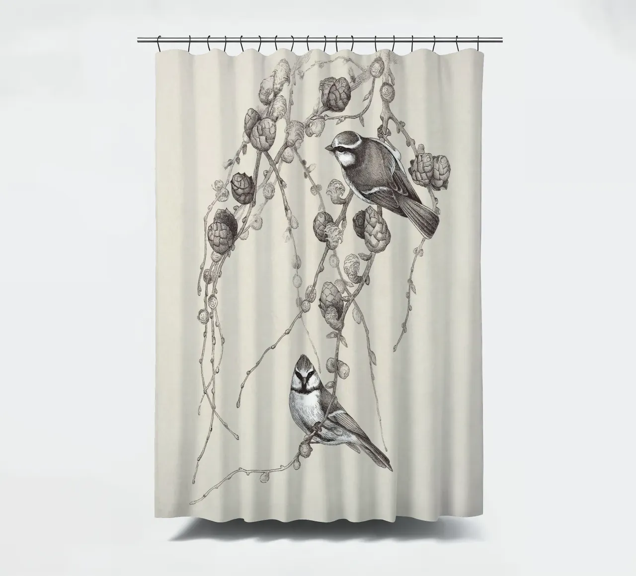 Blue Tit Bird Sketch shower curtain by apoloprints