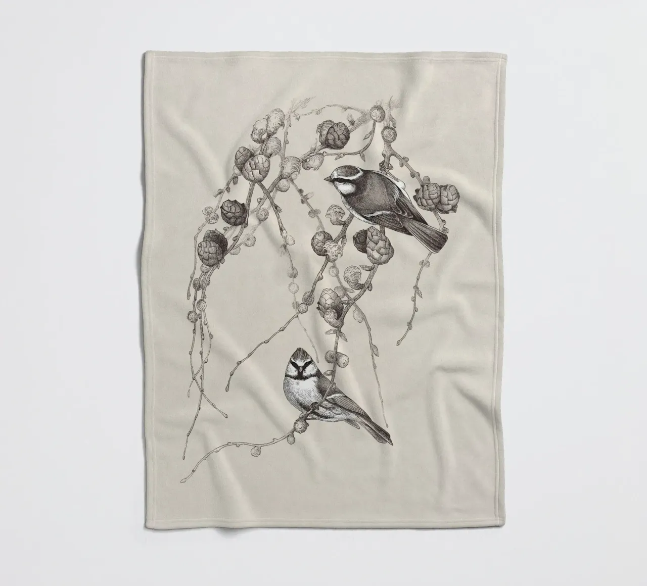 Blue Tit Bird Sketch coperta in pile da apoloprints