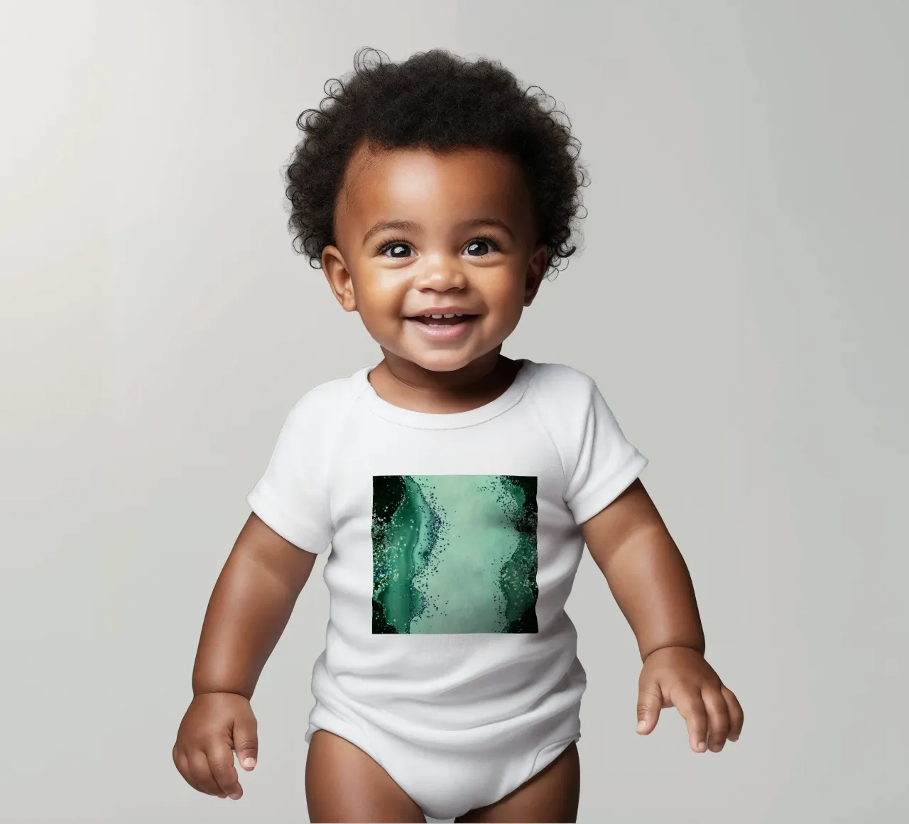 Smaragd-Glitzer-Achat Textur 01 Kurzarm Babybody von Gemstone Textures