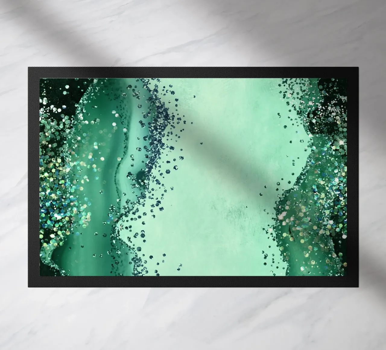 Smaragd-Glitzer-Achat Textur 01 Fußmatte von Gemstone Textures