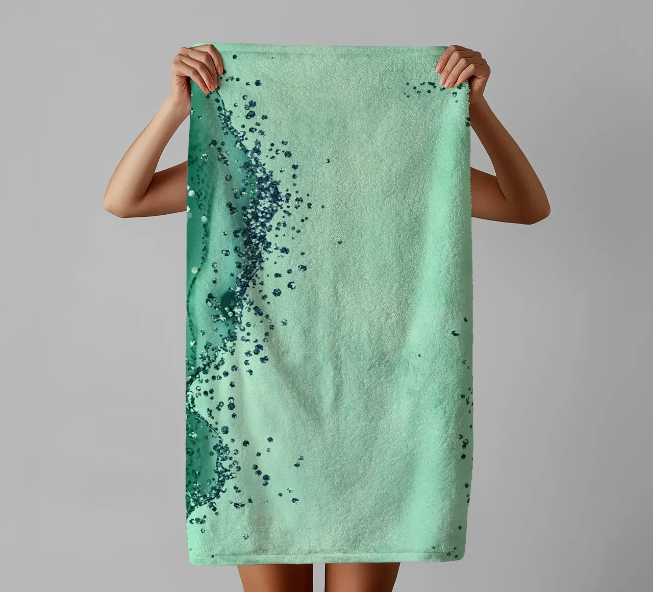 Smaragd-Glitzer-Achat Textur 01 Handtuch von Gemstone Textures