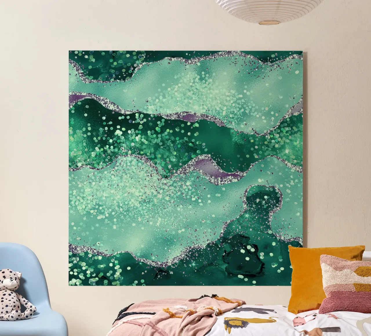 Smaragd-Glitzer-Achat Textur 02 Acryl-Glas von Gemstone Textures