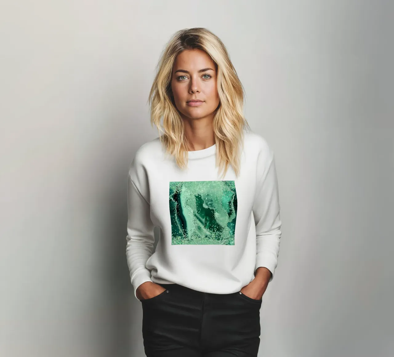 Smaragd-Glitzer-Achat Textur 03 Sweatshirt von Gemstone Textures
