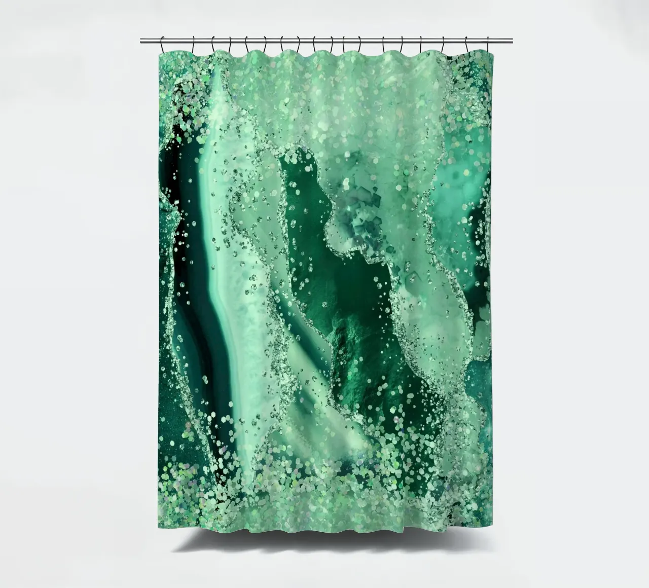 Smaragd-Glitzer-Achat Textur 03 Duschvorhang von Gemstone Textures