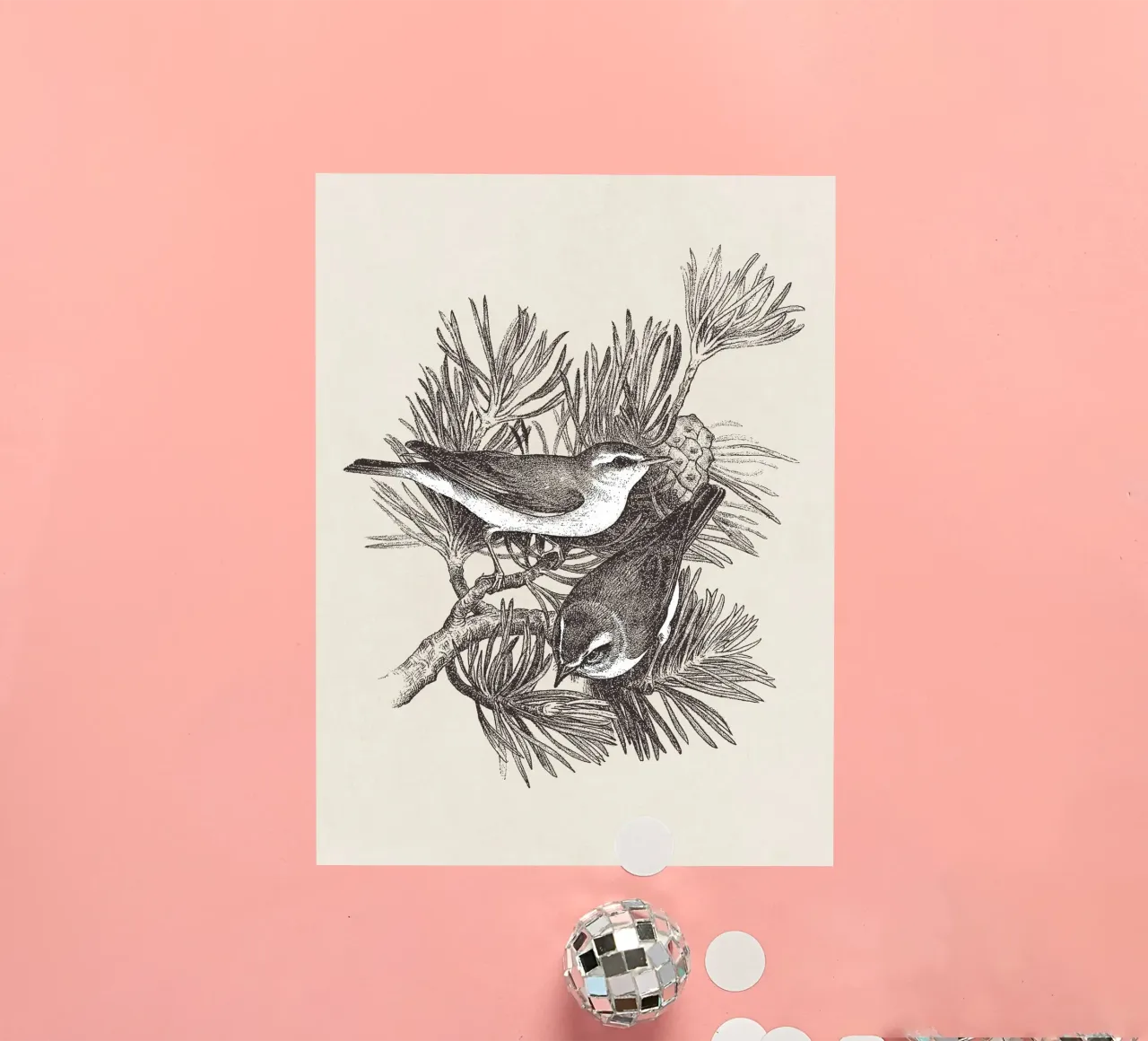 Pine Branch with Birds adesivo da apoloprints
