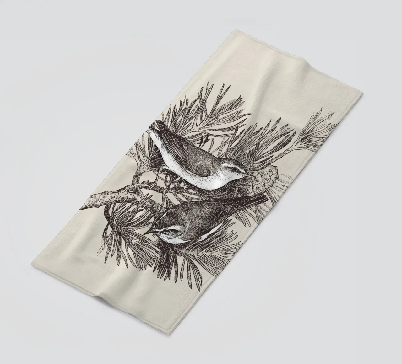 Pine Branch with Birds telo mare da apoloprints