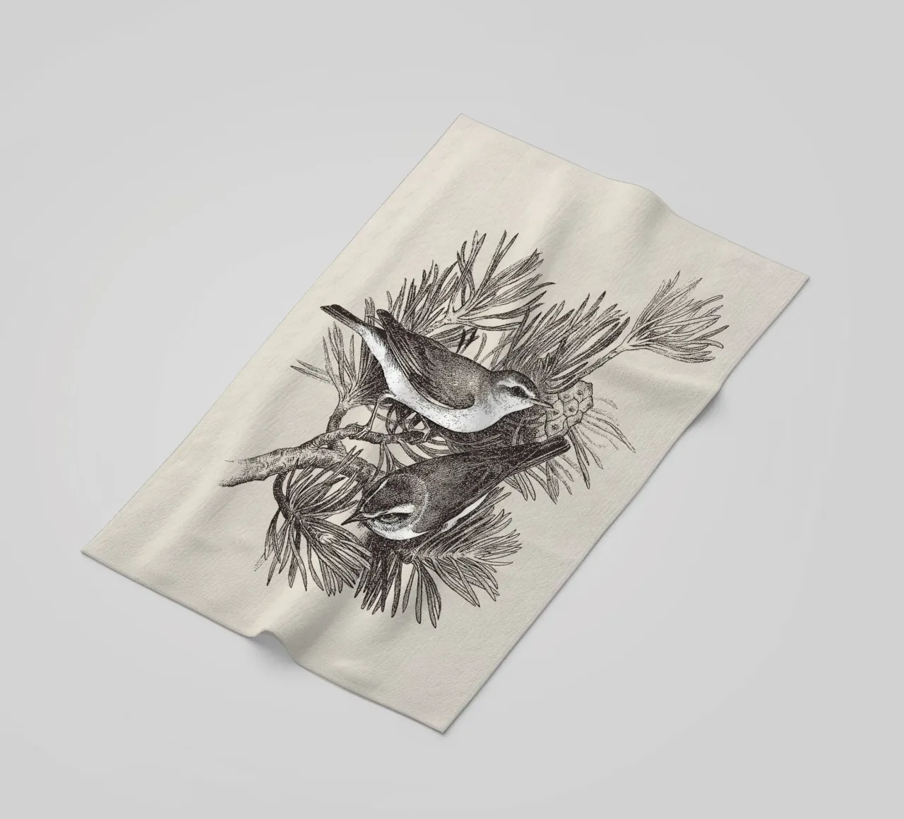 Pine Branch with Birds telo mare da apoloprints