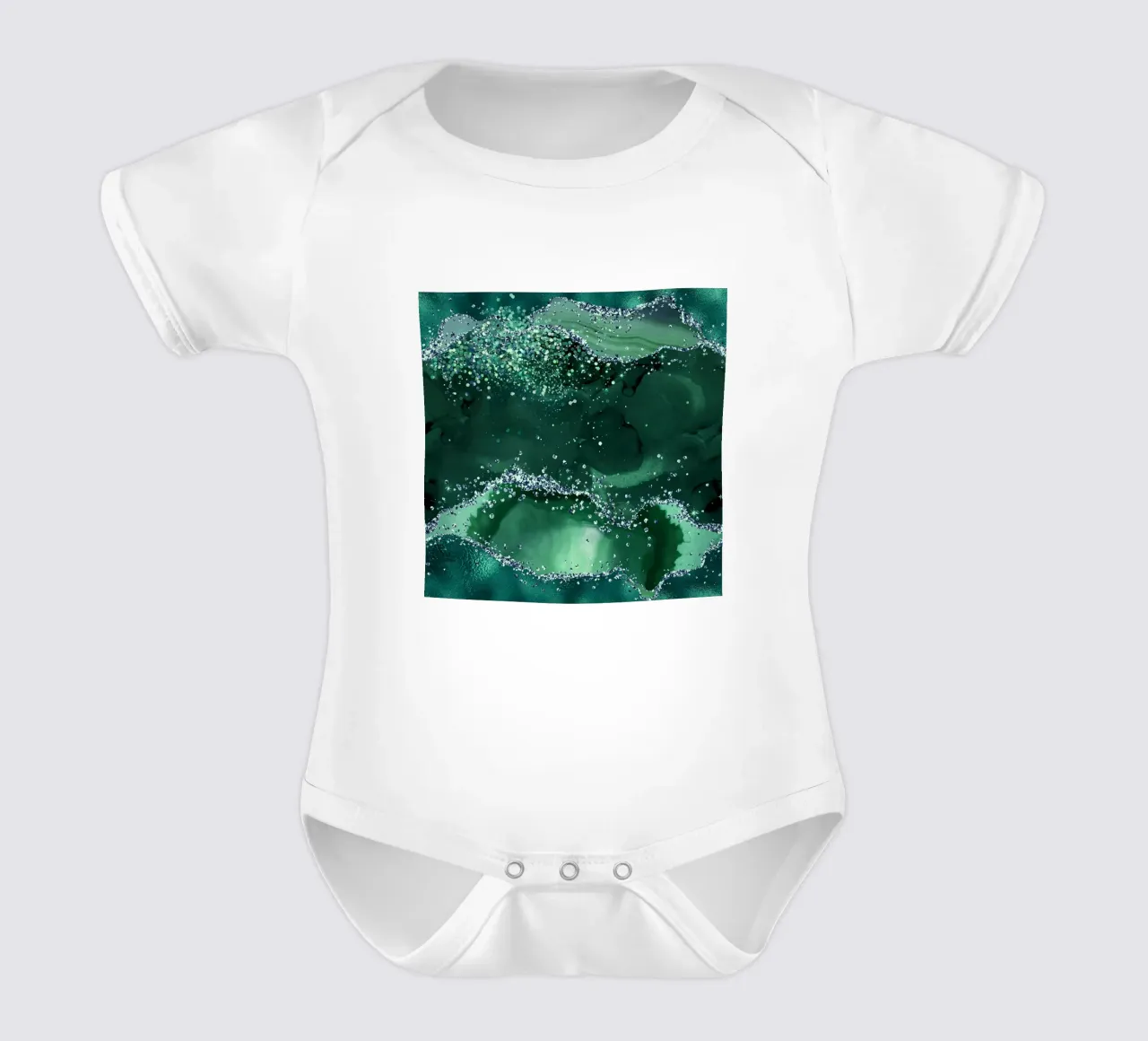 Smaragd-Glitzer-Achat Textur 04 Kurzarm Babybody von Gemstone Textures