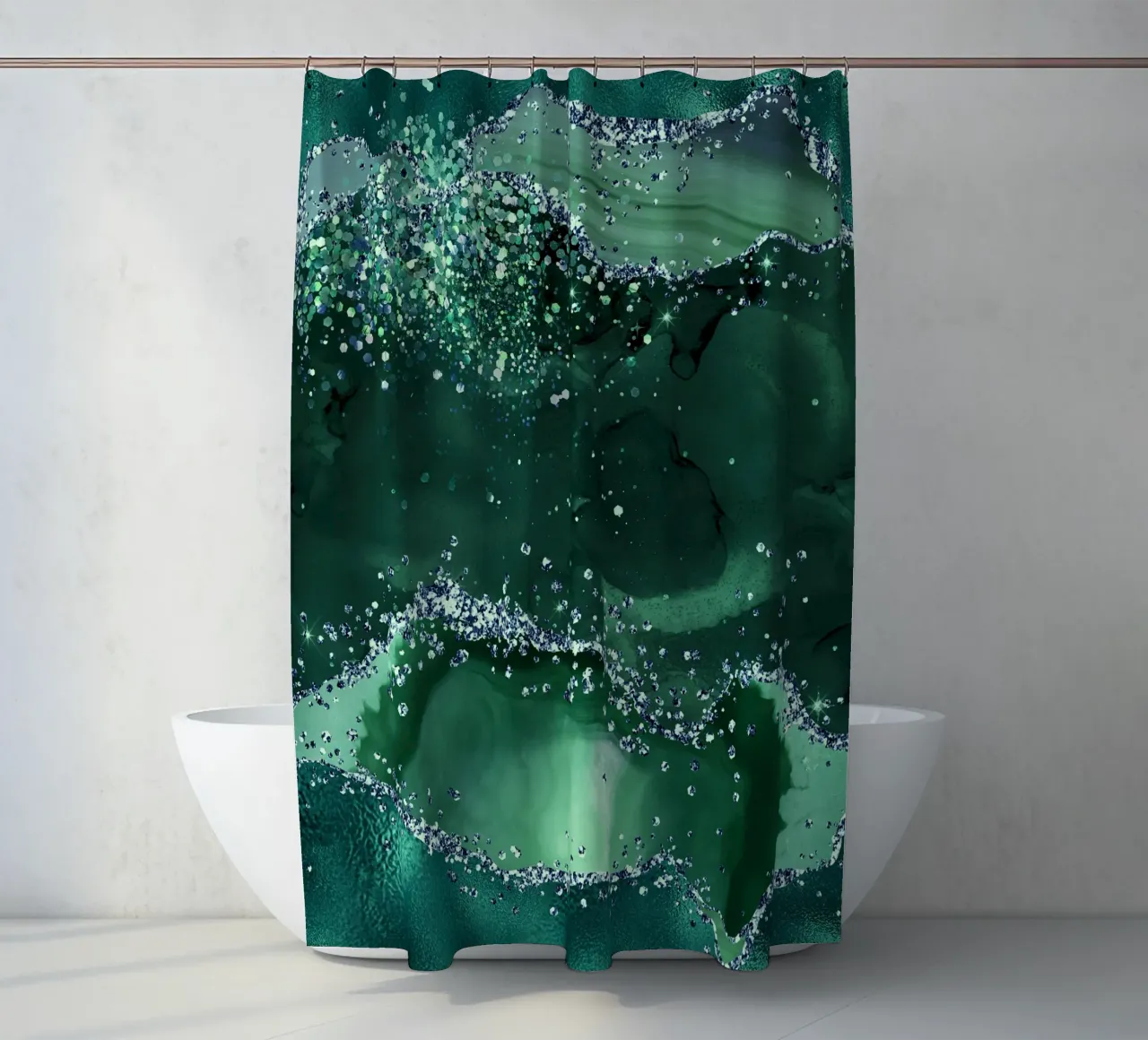 Smaragd-Glitzer-Achat Textur 04 Duschvorhang von Gemstone Textures
