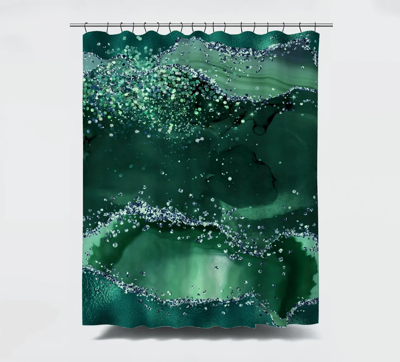 Smaragd-Glitzer-Achat Textur 04 Duschvorhang von Gemstone Textures