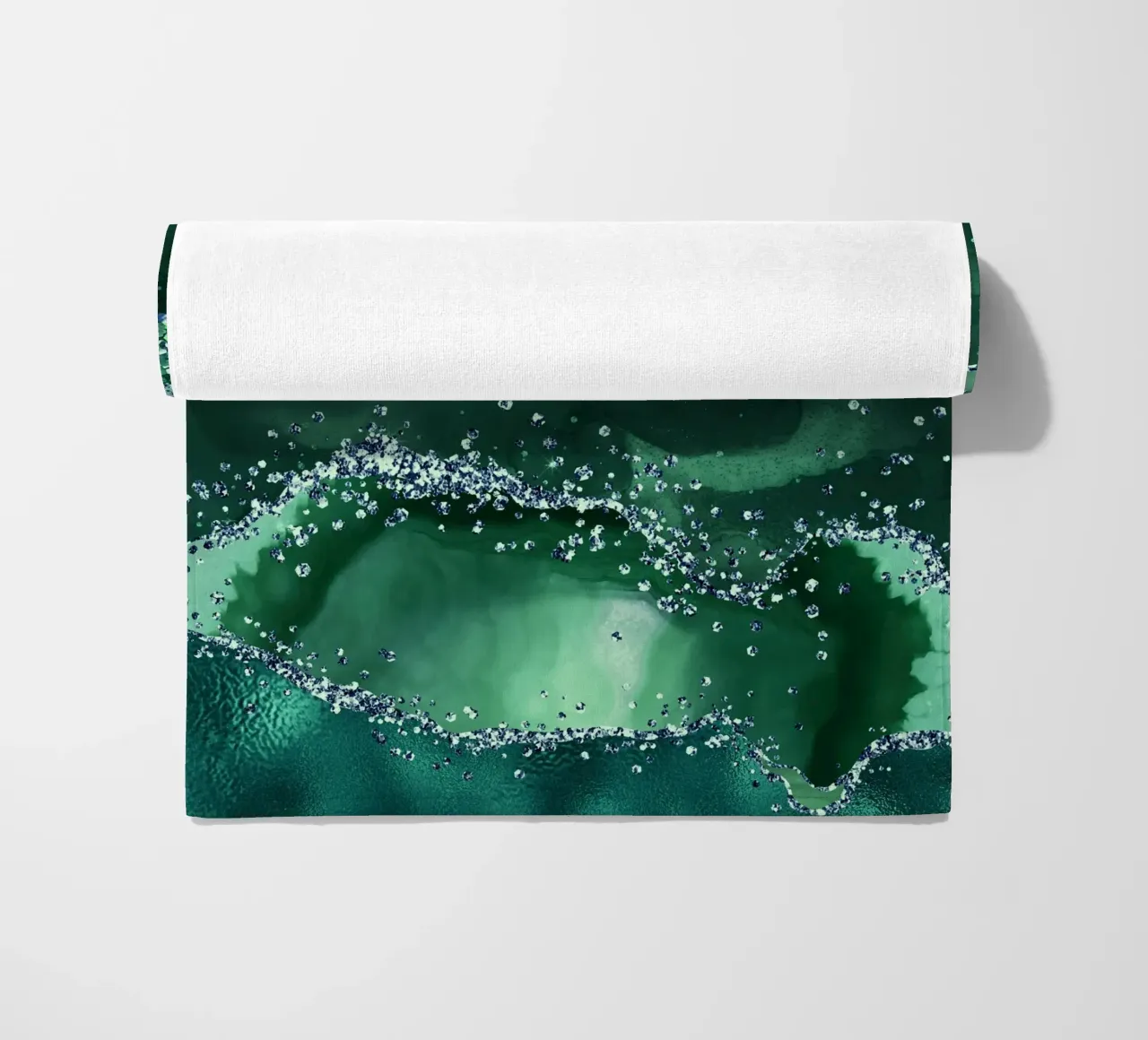 Emerald Glitter Agate Texture 04 beach towel by Gemstone Textures