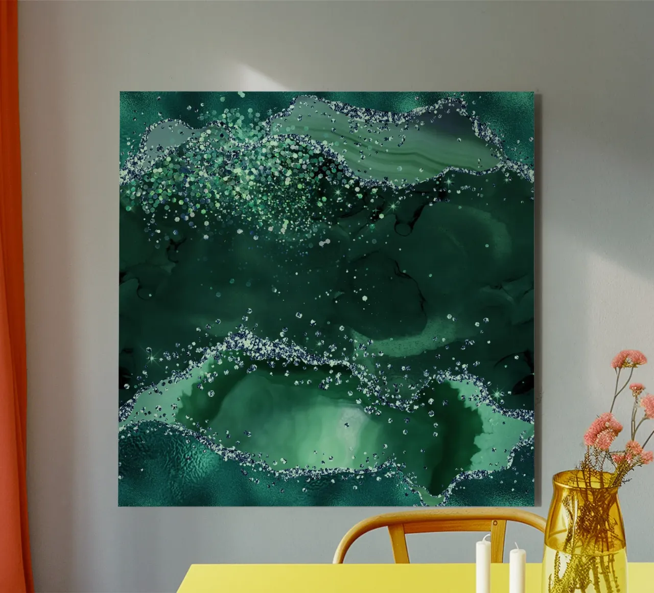 Emerald Glitter Agate Texture 04 alu-dibond by Gemstone Textures