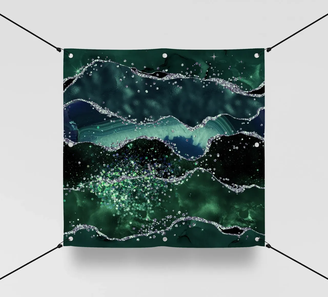 Smaragd-Glitzer-Achat Textur 05 PVC Plane von Gemstone Textures