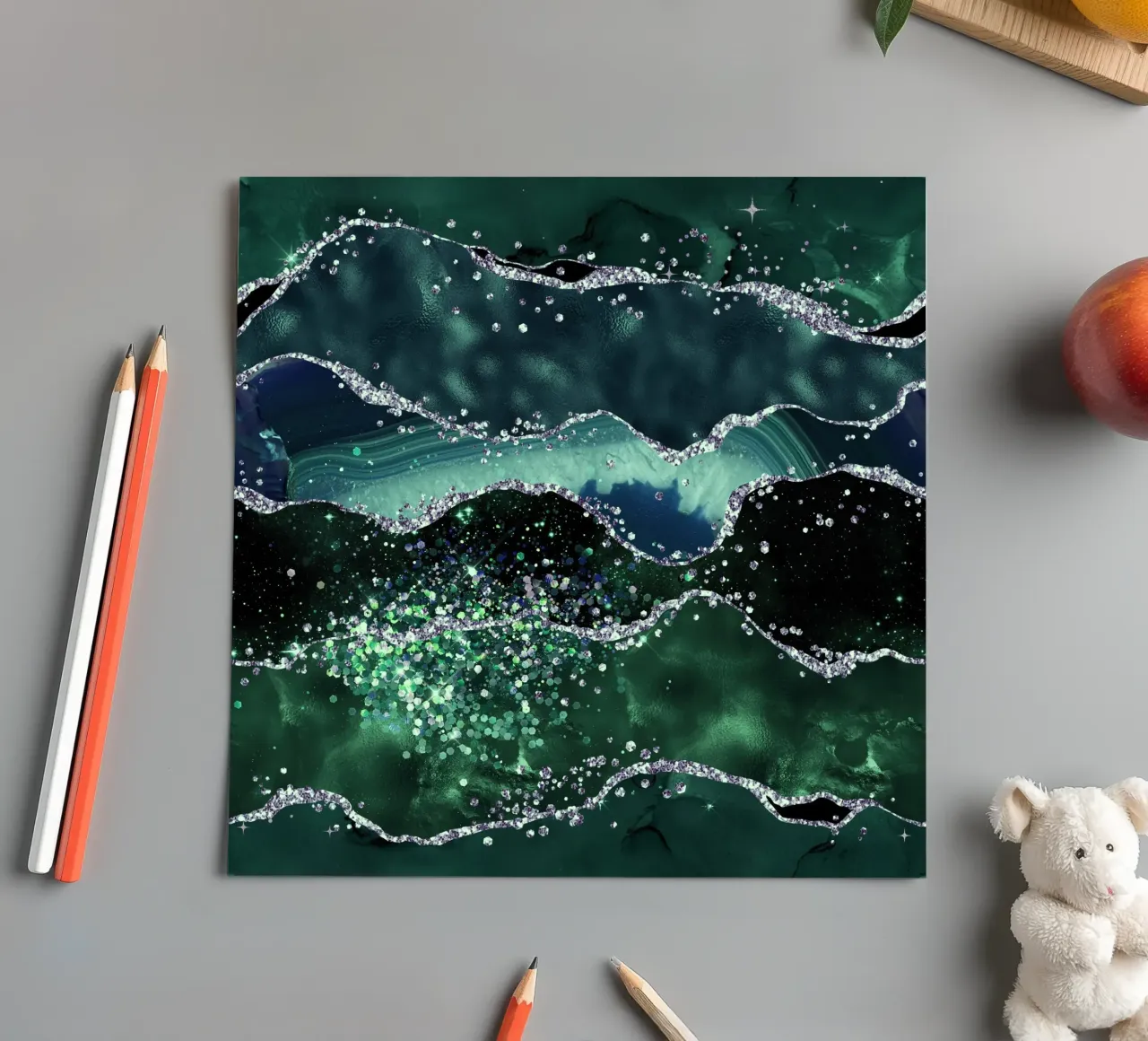 Smaragd-Glitzer-Achat Textur 05 Stickerbogen von Gemstone Textures