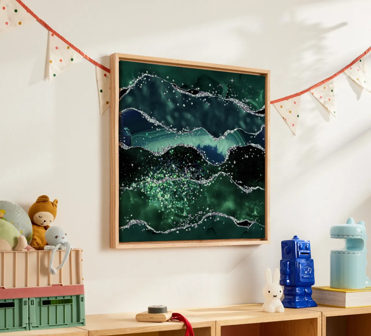 Smaragdgroen Agaat Textuur 05 canvas van Gemstone Textures