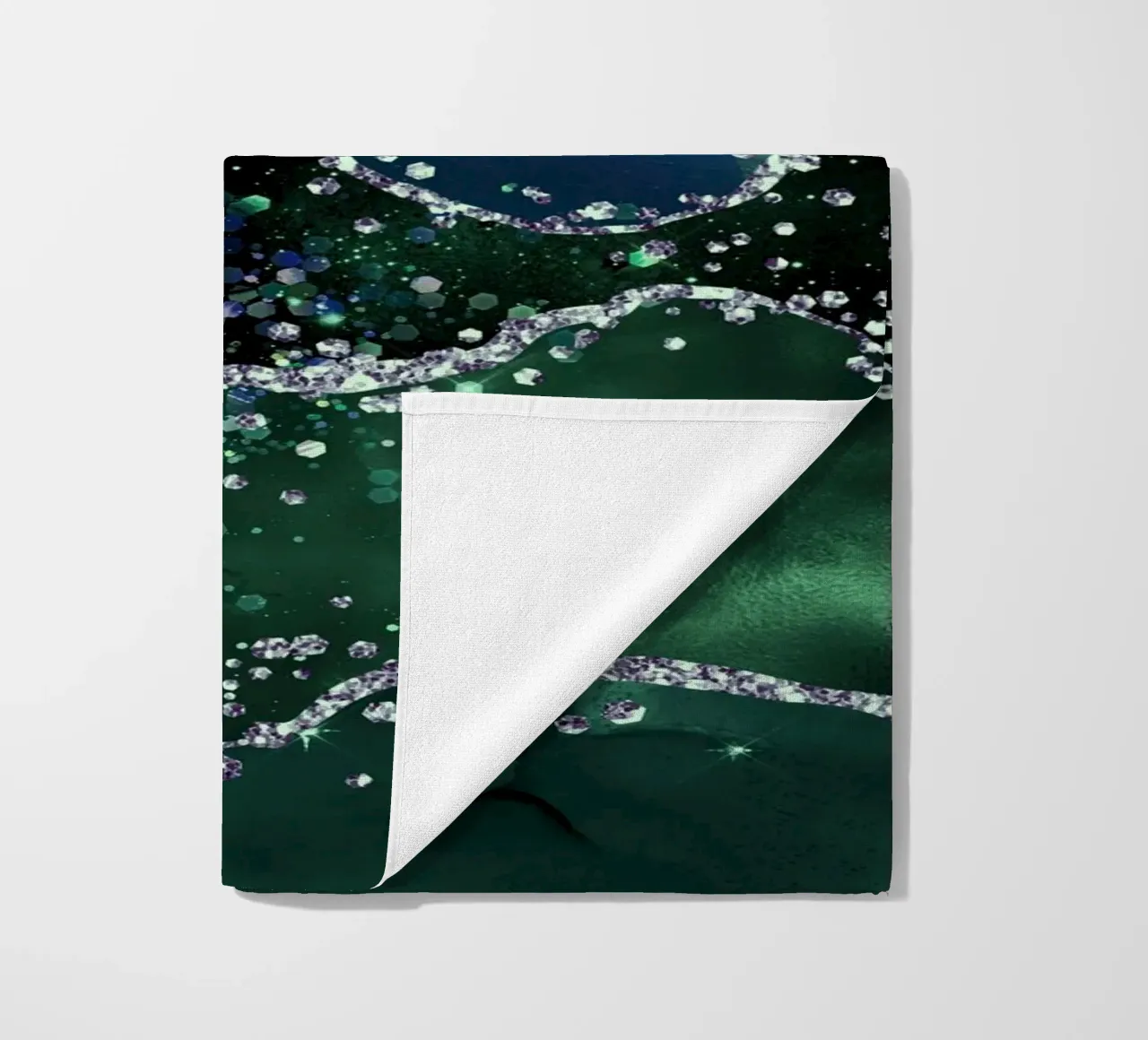 Emerald Glitter Agate Texture 05 beach towel by Gemstone Textures