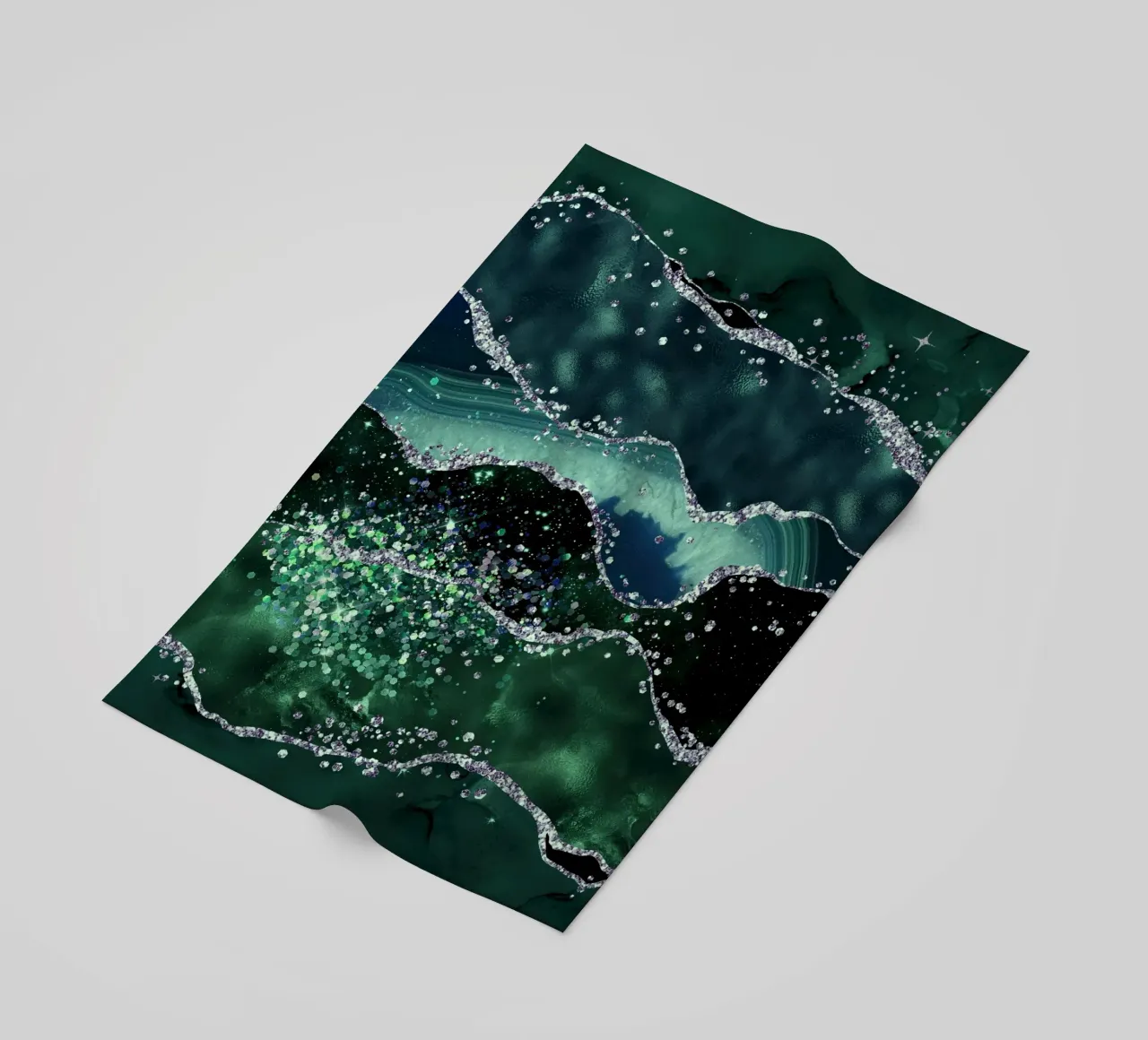 Emerald Glitter Agate Texture 05 beach towel by Gemstone Textures