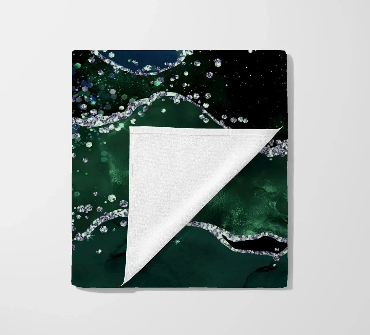 Emerald Glitter Agate Texture 05 beach towel by Gemstone Textures
