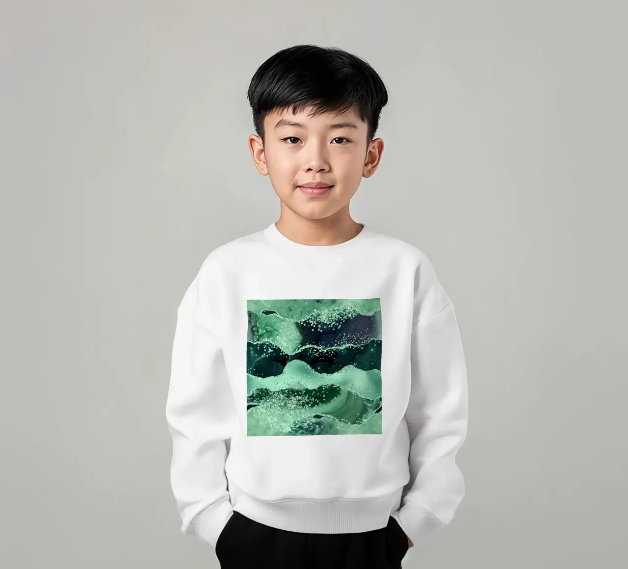 Smaragd-Glitzer-Achat Textur 06 Kinder Sweatshirt von Gemstone Textures