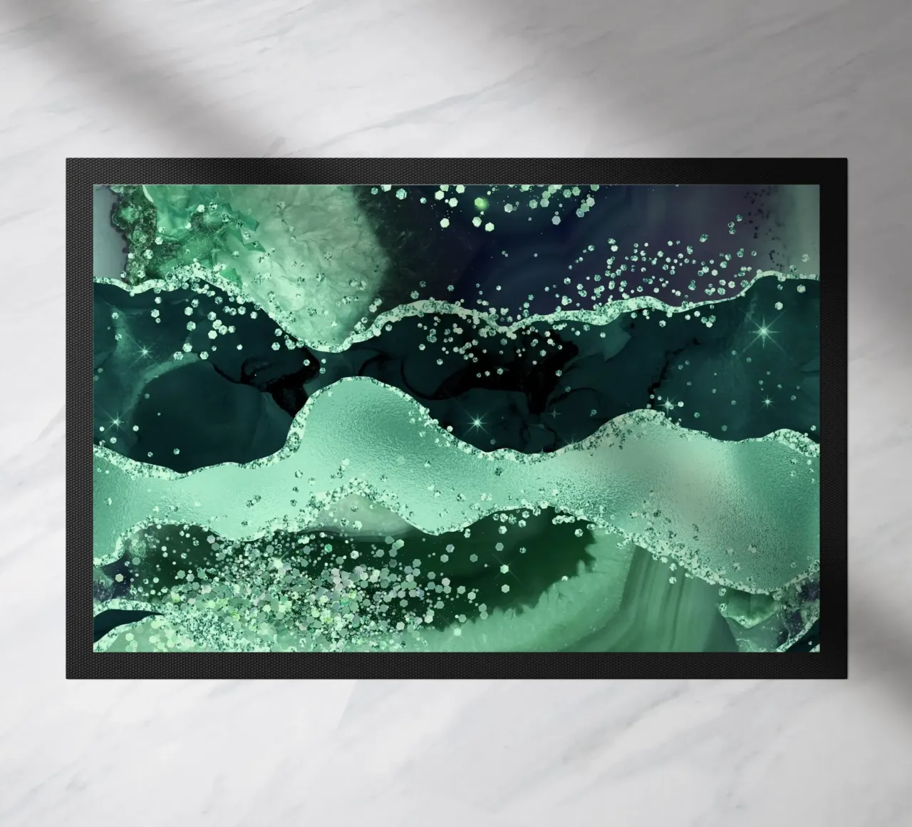 Smaragd-Glitzer-Achat Textur 06 Fußmatte von Gemstone Textures