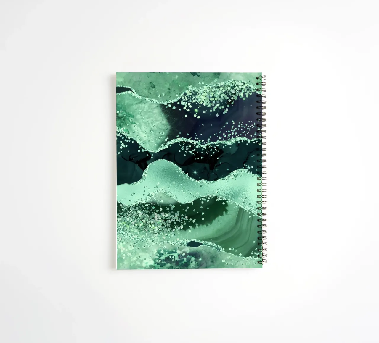 Emerald Glitter Agate Texture 06 spiral notebook by Gemstone Textures