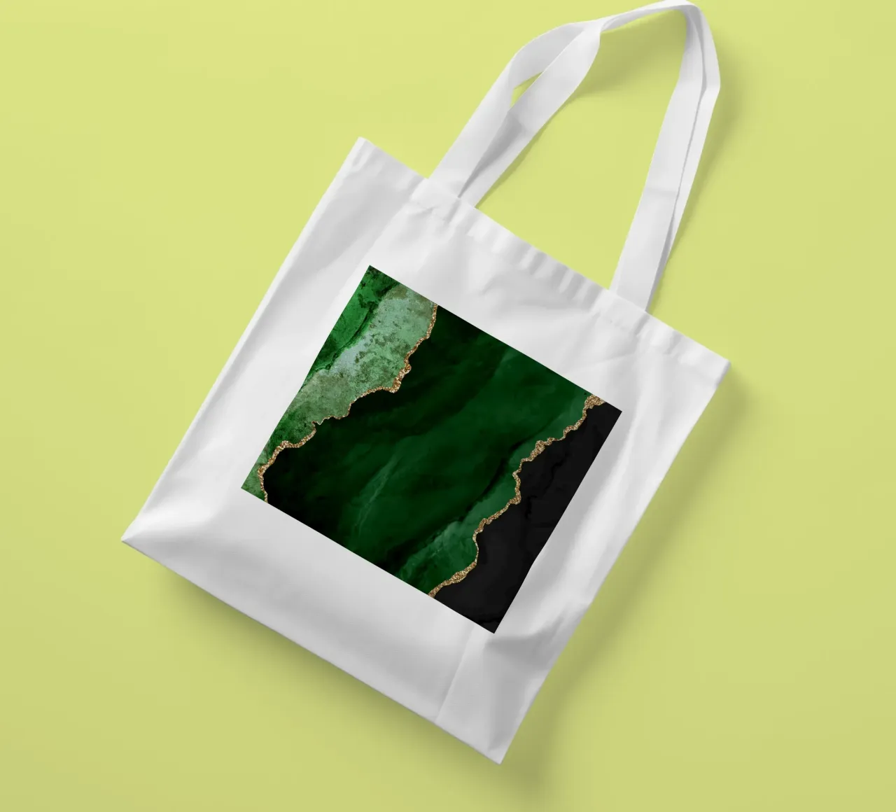 Green & Gold Agate Texture 01 tote bag by Gemstone Textures